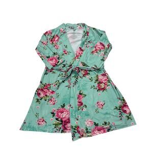 Posh Peanut Milk Silk Womens Medium Floral Robe Postpartum Loungewear Comfy